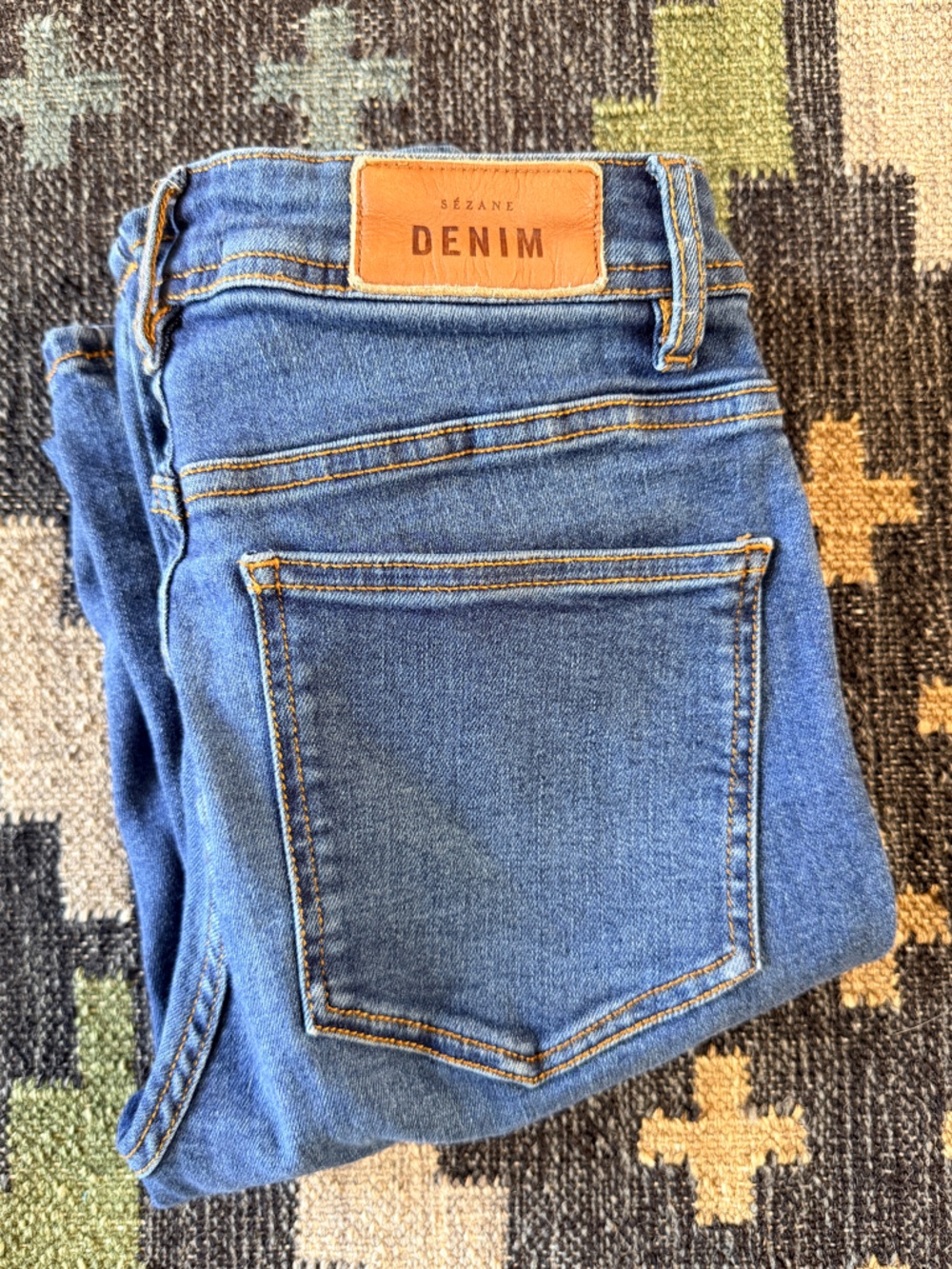 Sezane Denim Jeans EU 36 US 4 Blue Slim Skinny Straight High Rise Classic Chic